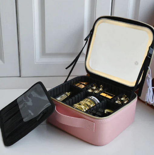 Beauty Case Da Viaggio Con Specchio LED 3 Modalità - Borsa Trucchi Con Divisori Regolabili, Nero - Foto 10